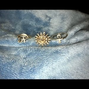 Three Fashion Rings - Approximately Size 6 - Boho